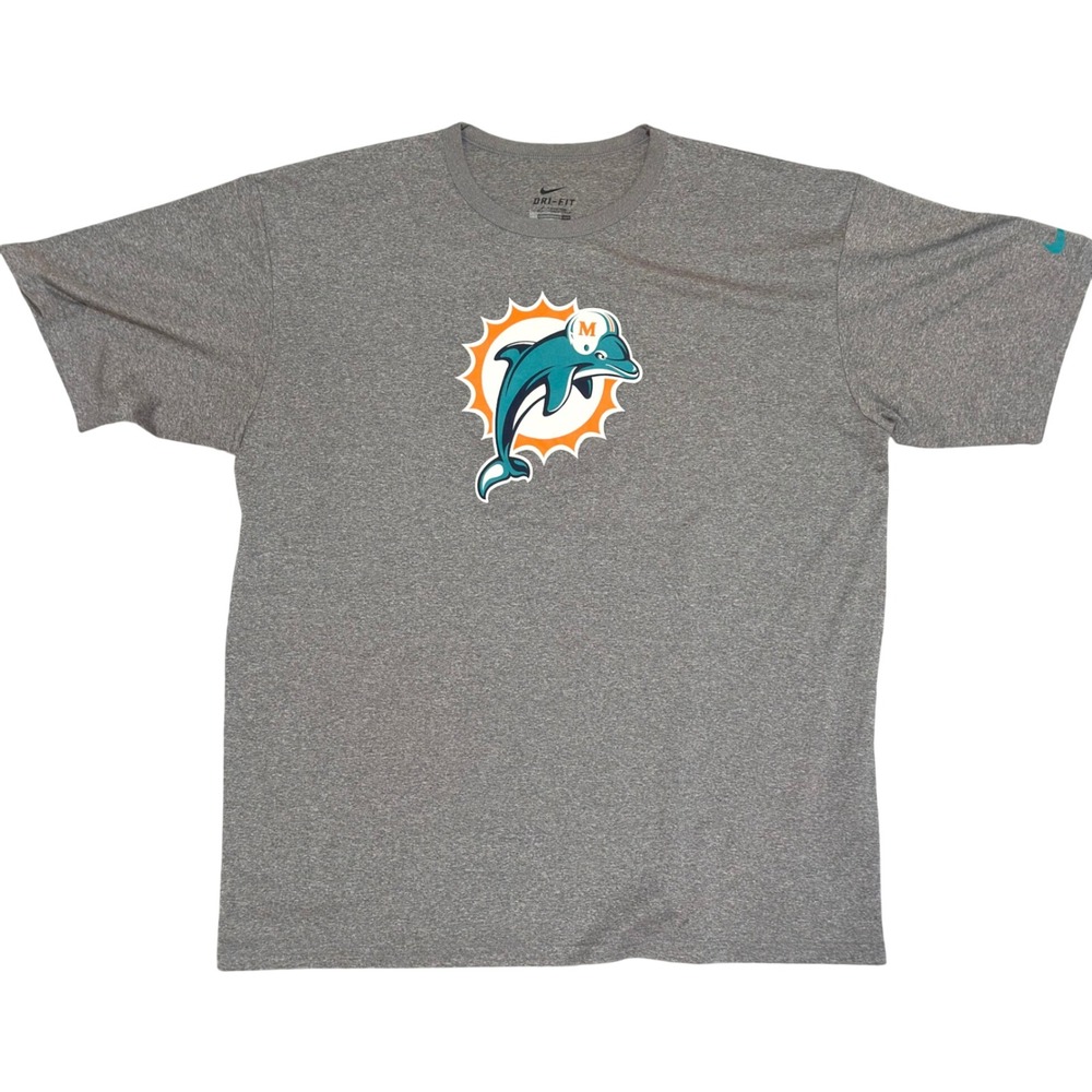 Nike Miami Dolphins T Shirt Mens XL Gray Dri-Fit NFL Football Graphic Tee Sport